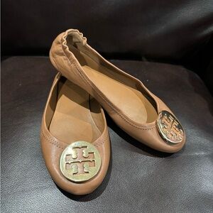 Brown Tory Burch Minnie Travel Flats